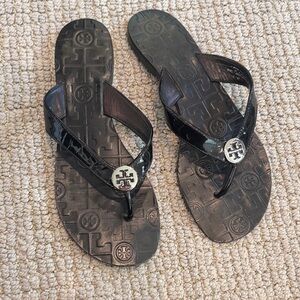 Tory Burch Glossy Black Sandals